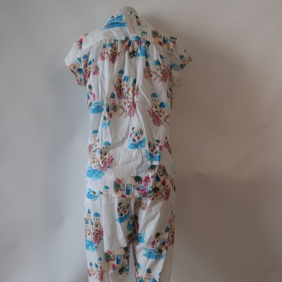 NWT Womens The Cat's Pajamas Santorini Luxe White Multi 2 Pc Set Top Bottom S - Picture 11 of 16